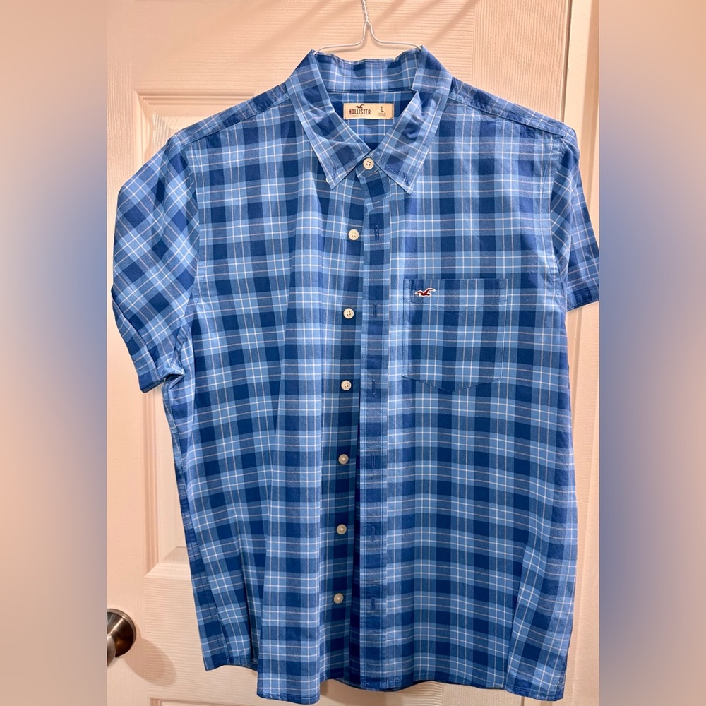 Hollister Men's Casual Blue Checkered Shirt